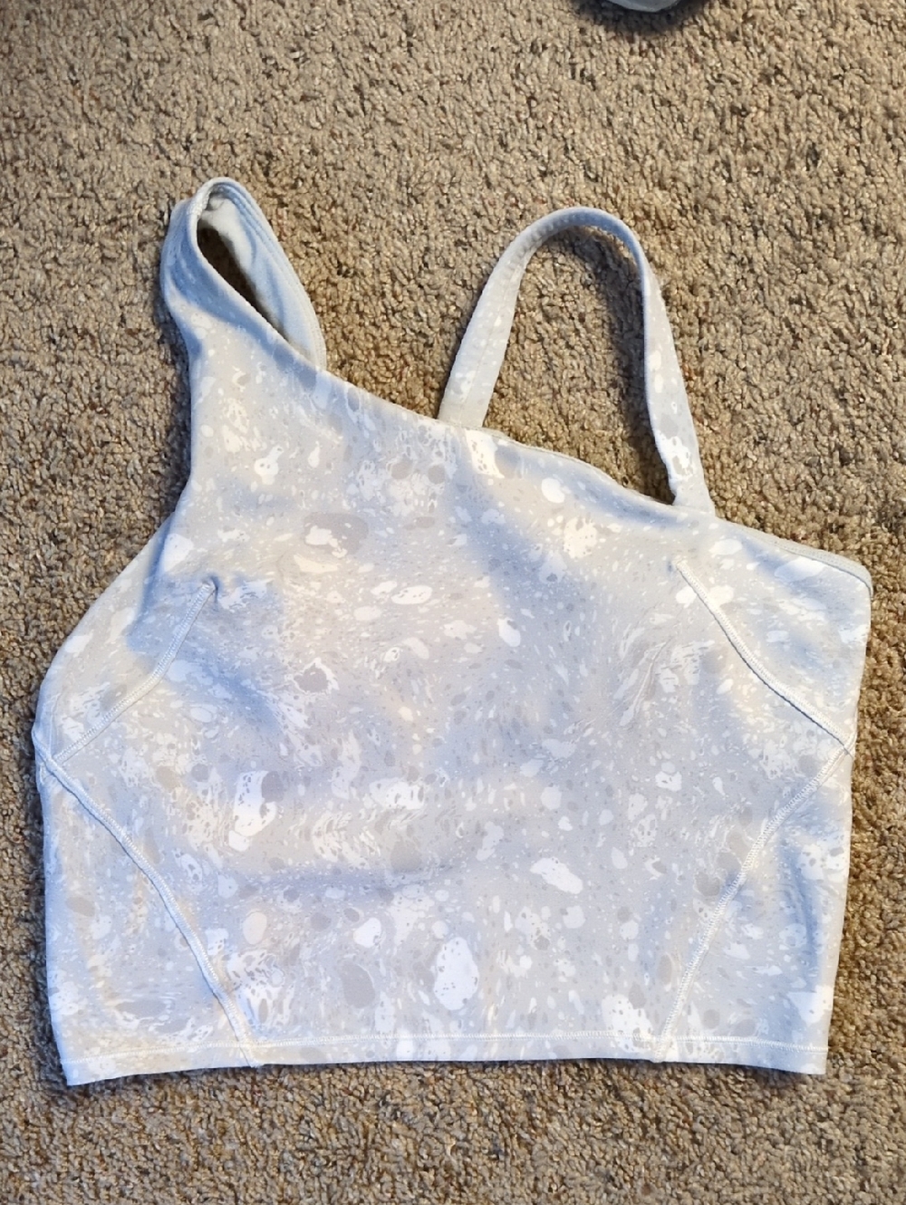 Light Gray Marble Print Cropped Tank Top